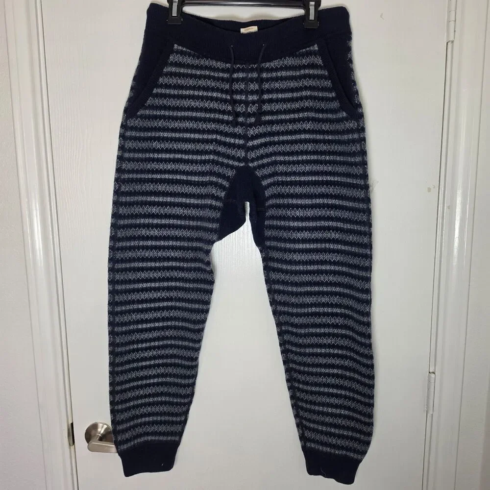J. Crew Fair Isle Lambswool Jogger Pants Men's Size M Navy Blue